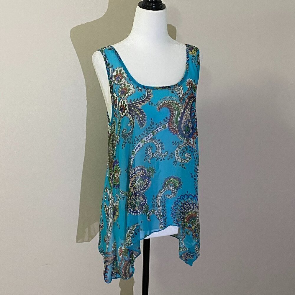 Blue  Paisley Sleeveless Top
